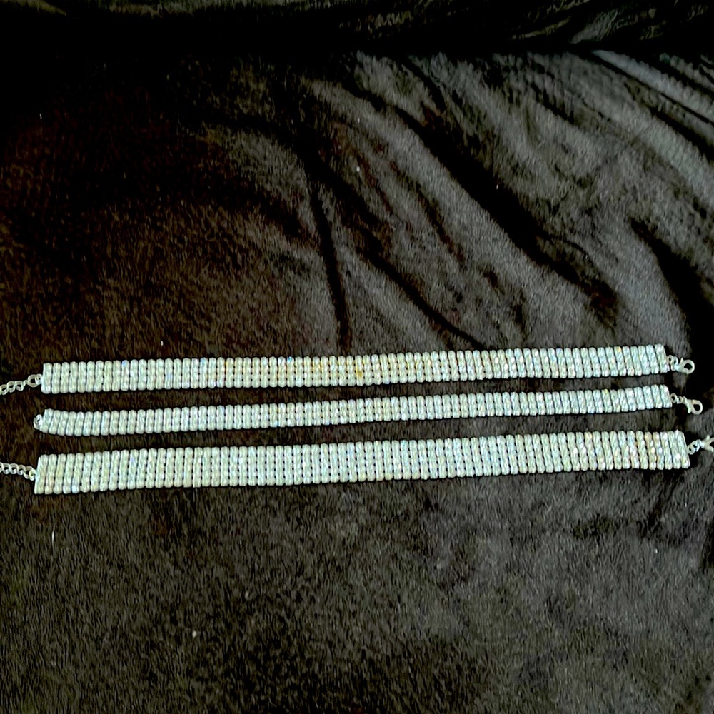 3 rhinestone chocker necklaces